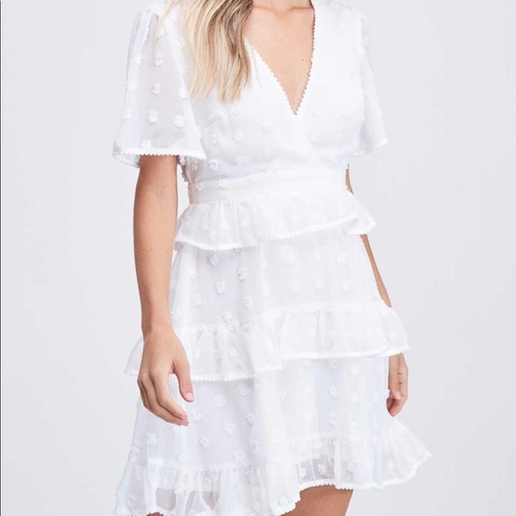 White Ruffle Layer Mini Dress - Picture 6 of 6